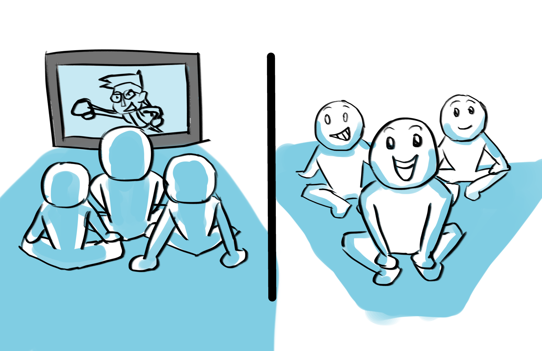 Happy family watching TV together | Black and white cartoon, Cartoon tv,  Vintage cartoon
